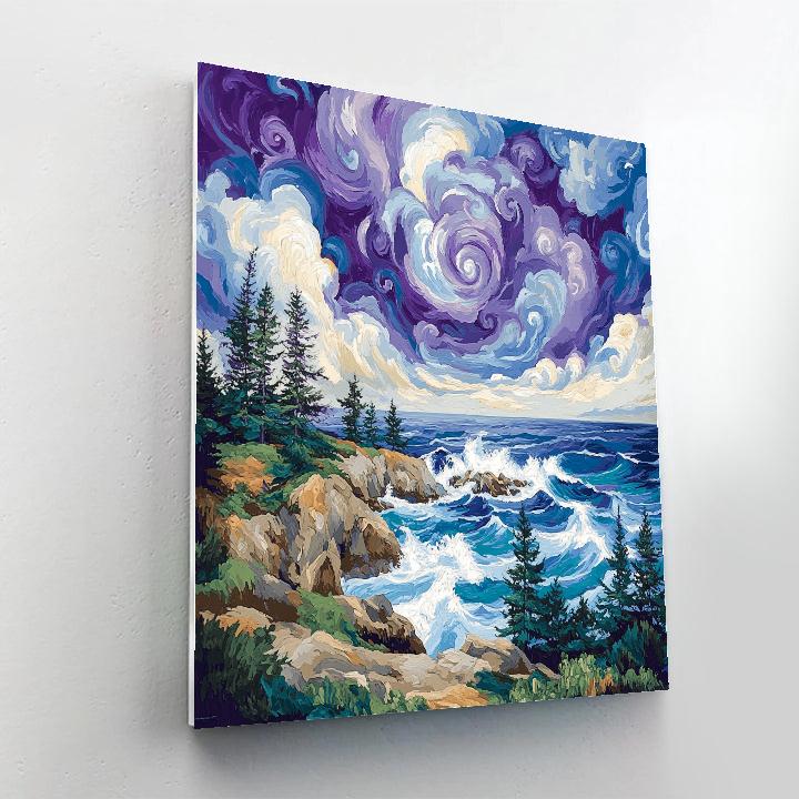 Stormlit Coastline In Emily Carr Palette Painting by numbers kit