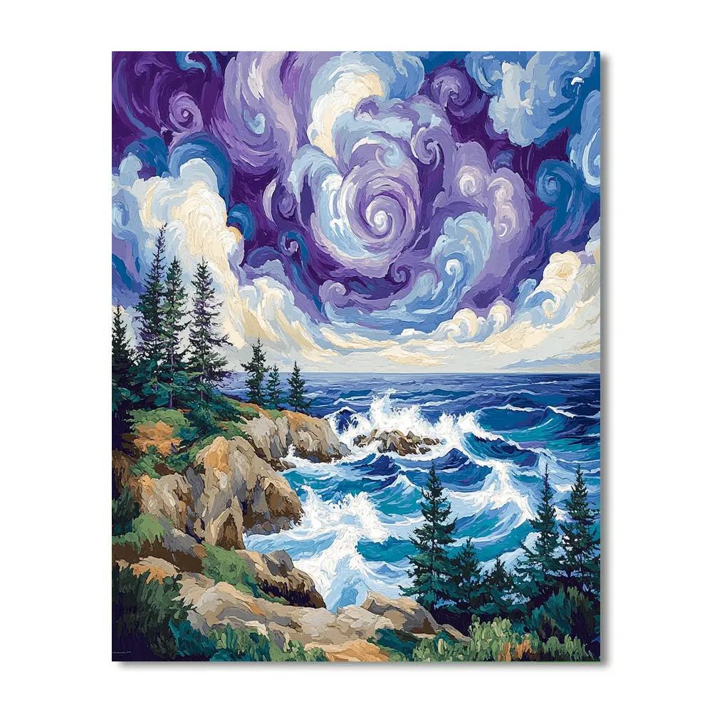 Stormlit Coastline In Emily Carr Palette Painting by numbers kit