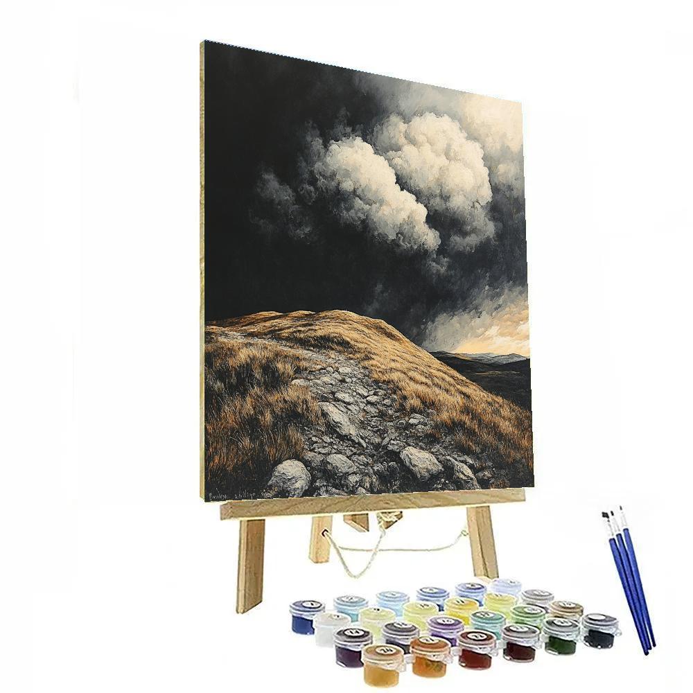 Francisco Goya Inspired Storm Ravaged Hill Beneath Murky Horizon DIY paint by numbers