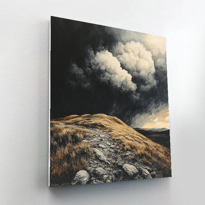 Francisco Goya Inspired Storm Ravaged Hill Beneath Murky Horizon DIY paint by numbers