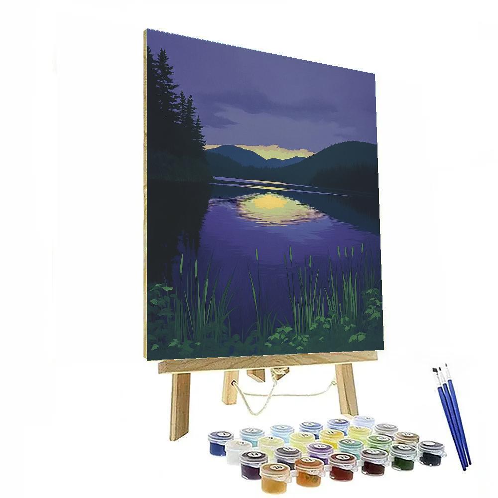 Frederick Varley Inspired Violet Twilight Over Northern Lake DIY paint by numbers