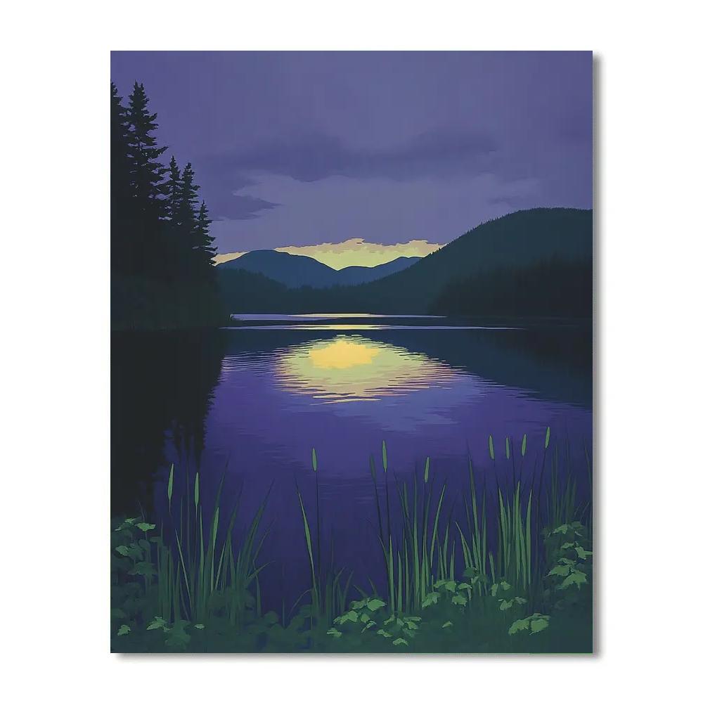 Frederick Varley Inspired Violet Twilight Over Northern Lake DIY paint by numbers