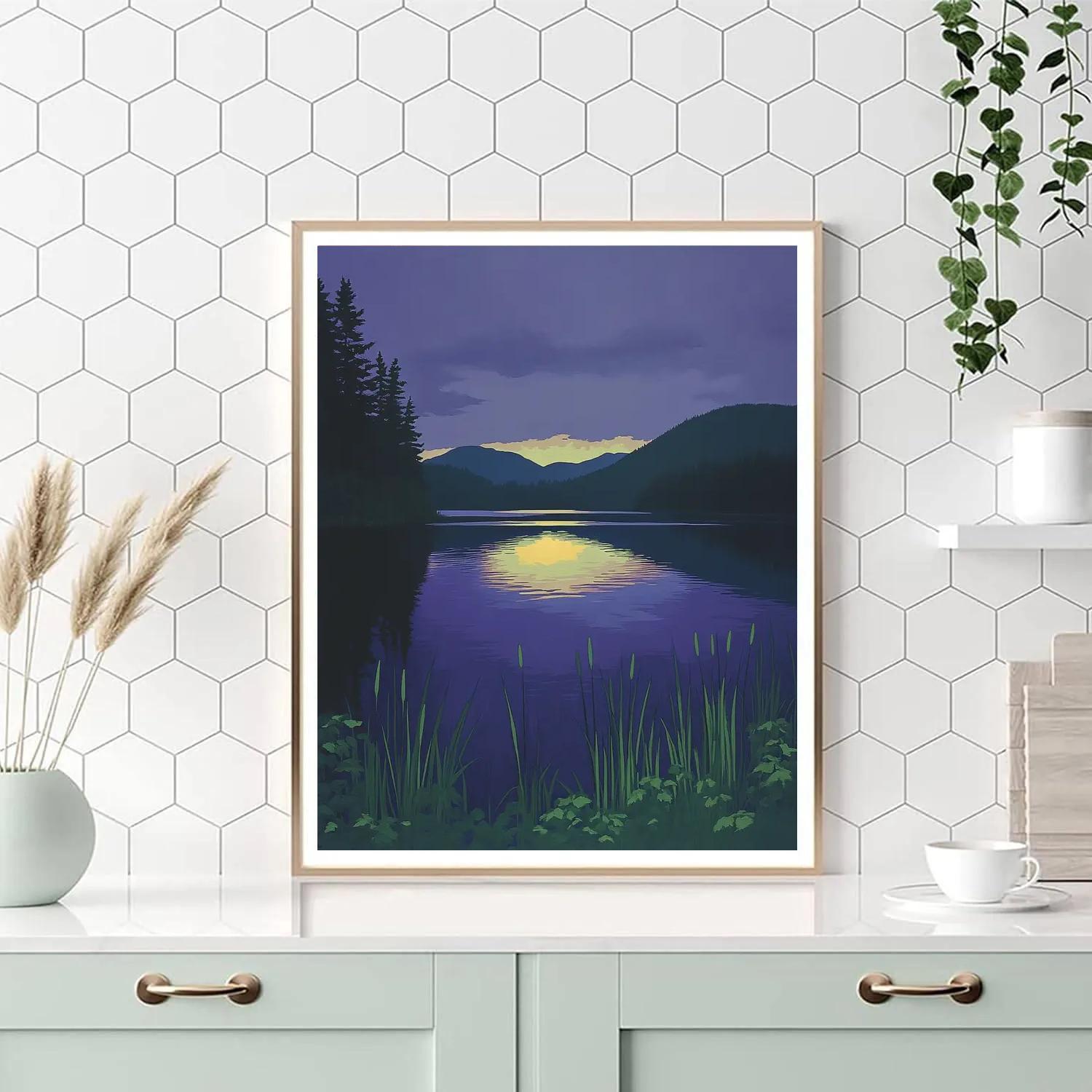 Frederick Varley Inspired Violet Twilight Over Northern Lake DIY paint by numbers