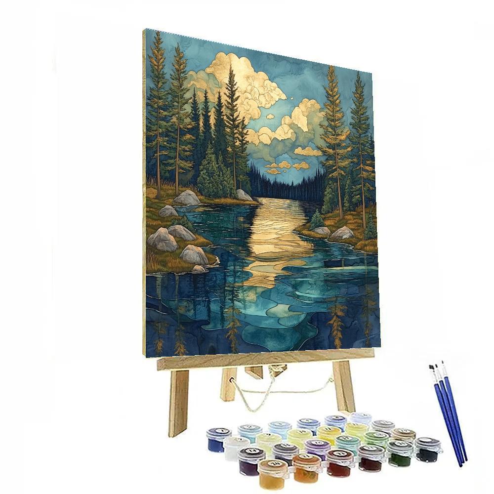 J. E. H. MacDonald Inspired Pine Lake At Dusk paint by color