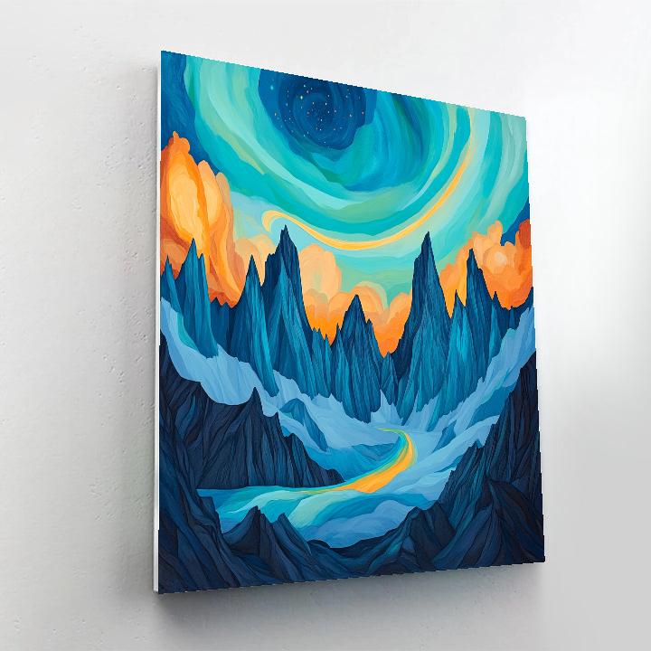 Frederick Varley Inspired Brooding Granite Range Beneath Solar Aurora Painting by numbers kit