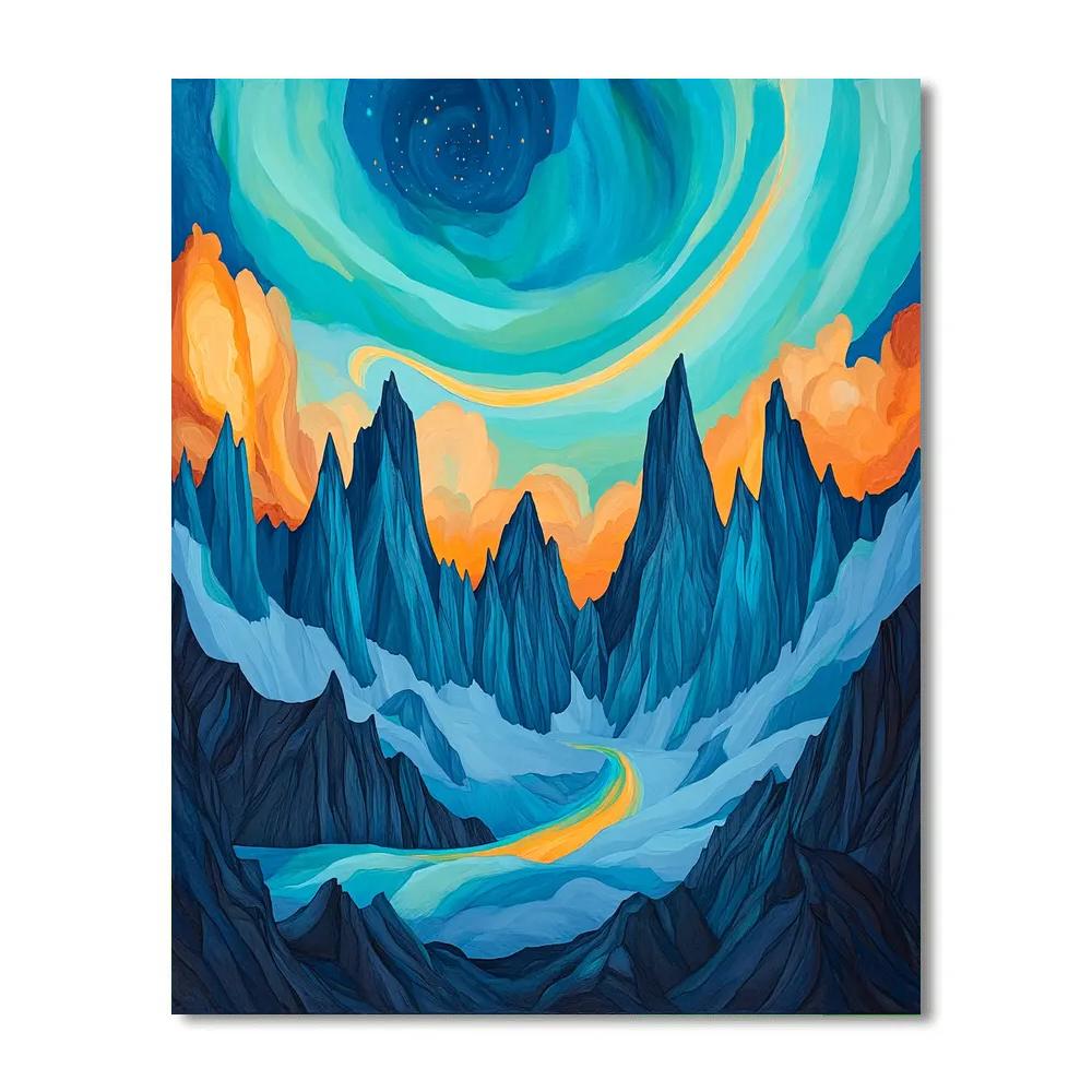 Frederick Varley Inspired Brooding Granite Range Beneath Solar Aurora Painting by numbers kit