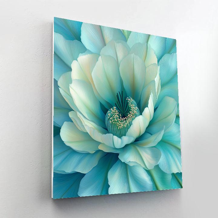 Georgia O’Keeffe Inspired Turquoise Cactus Blossom Close-Up Painting by numbers kit