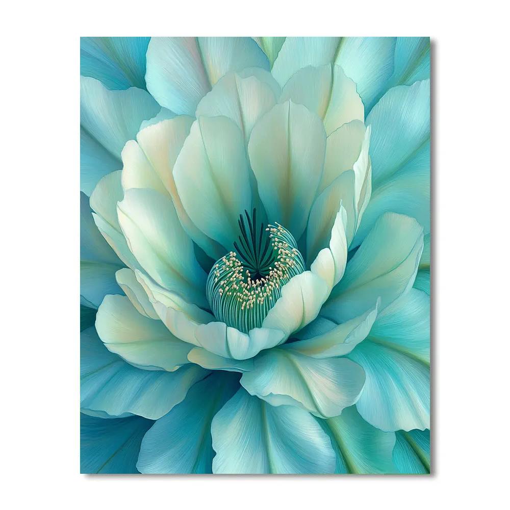 Georgia O’Keeffe Inspired Turquoise Cactus Blossom Close-Up Painting by numbers kit