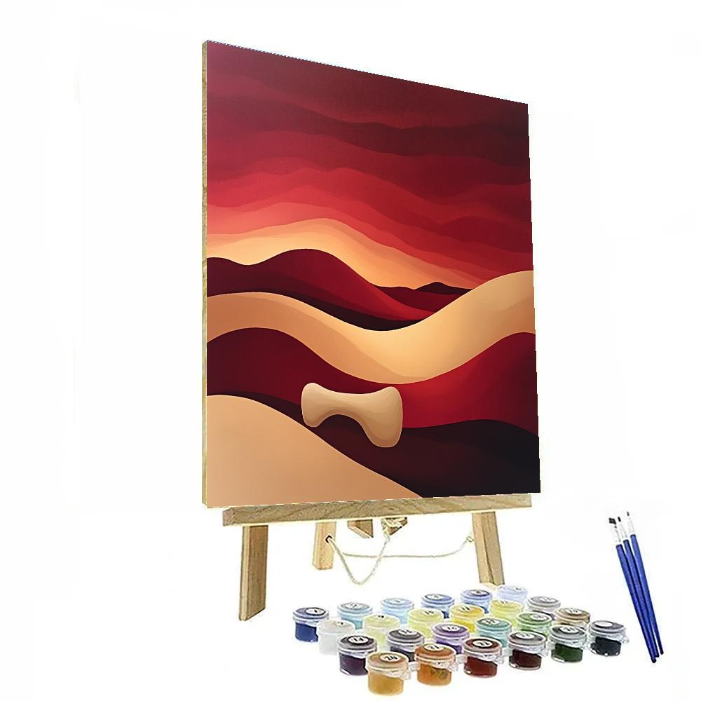 Georgia O’Keeffe Inspired Crimson Desert Bone Silhouette Paint by numbers art