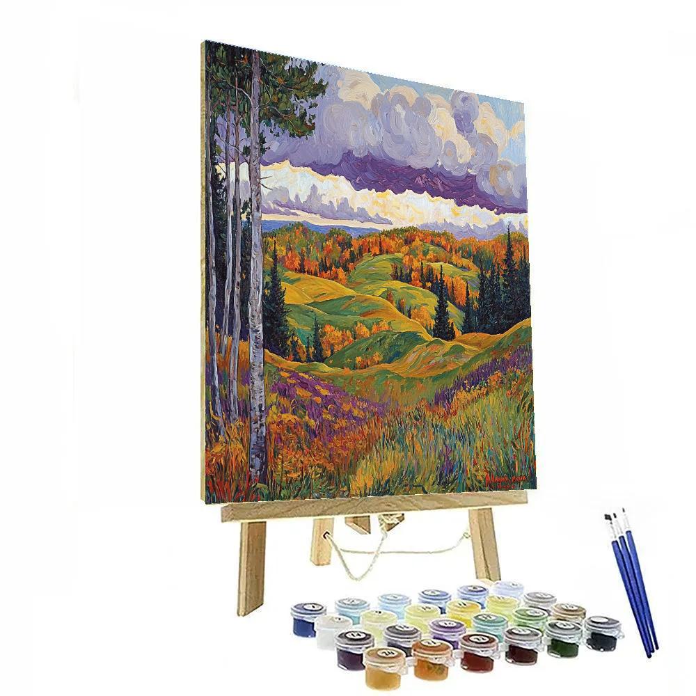 J. E. H. MacDonald Inspired Majestic Algoma Autumn Hills paint by color