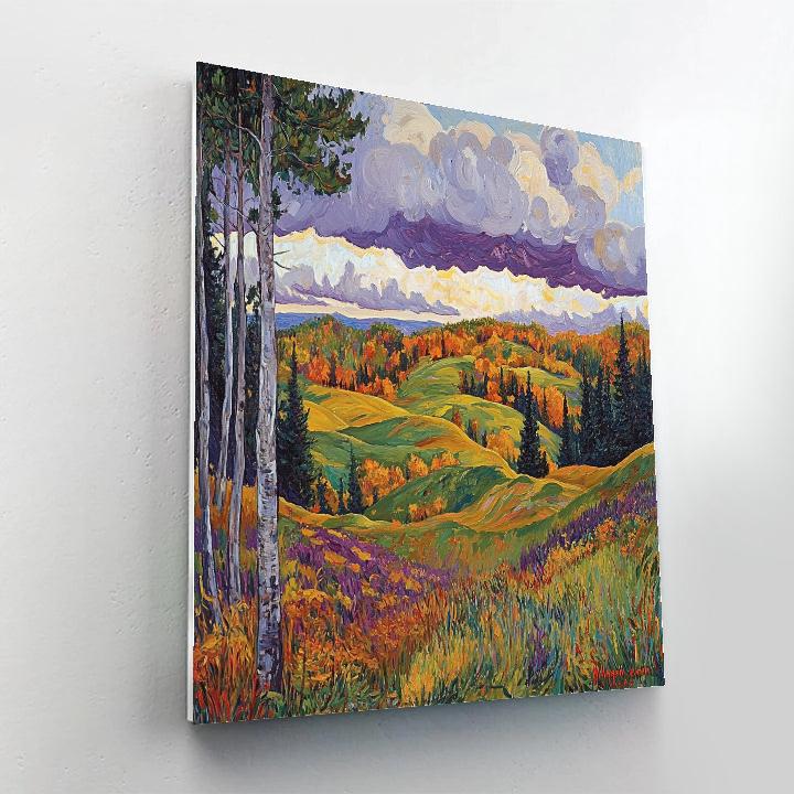 J. E. H. MacDonald Inspired Majestic Algoma Autumn Hills paint by color