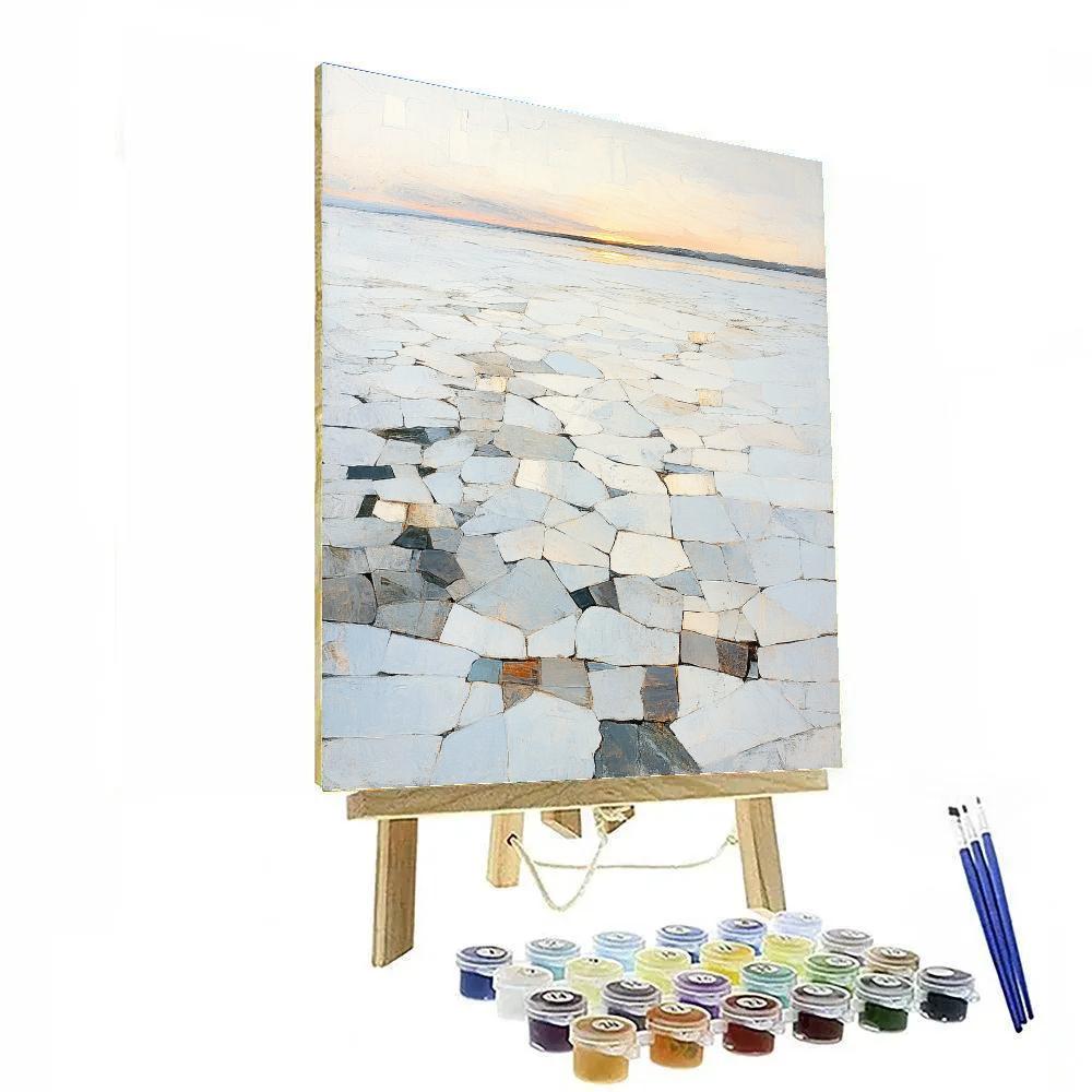 Jean-Paul Riopelle Inspired Mosaic Dawn Over Frozen Lake Paint by numbers art