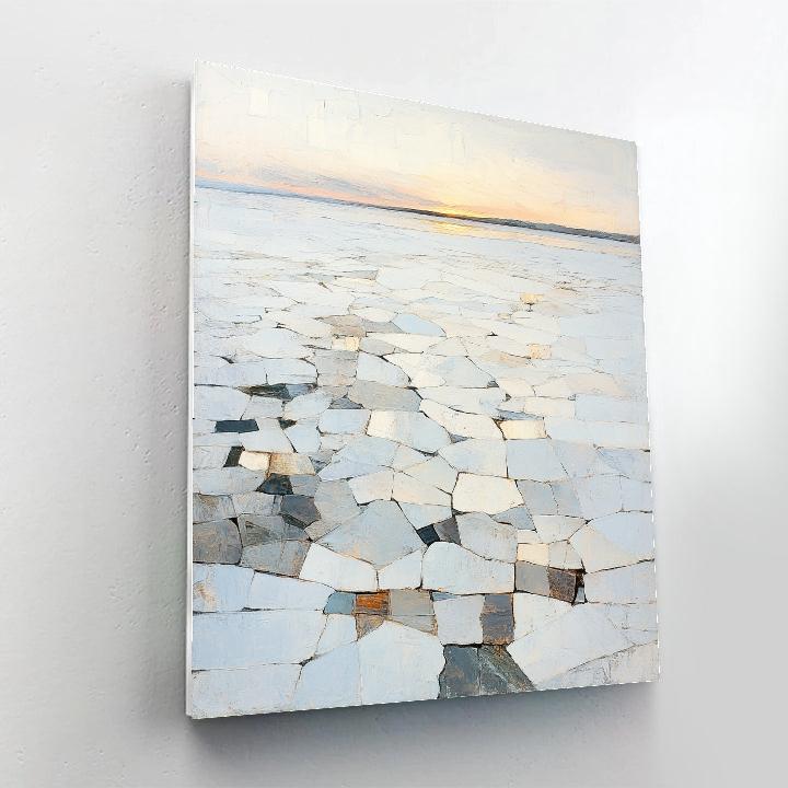 Jean-Paul Riopelle Inspired Mosaic Dawn Over Frozen Lake Paint by numbers art