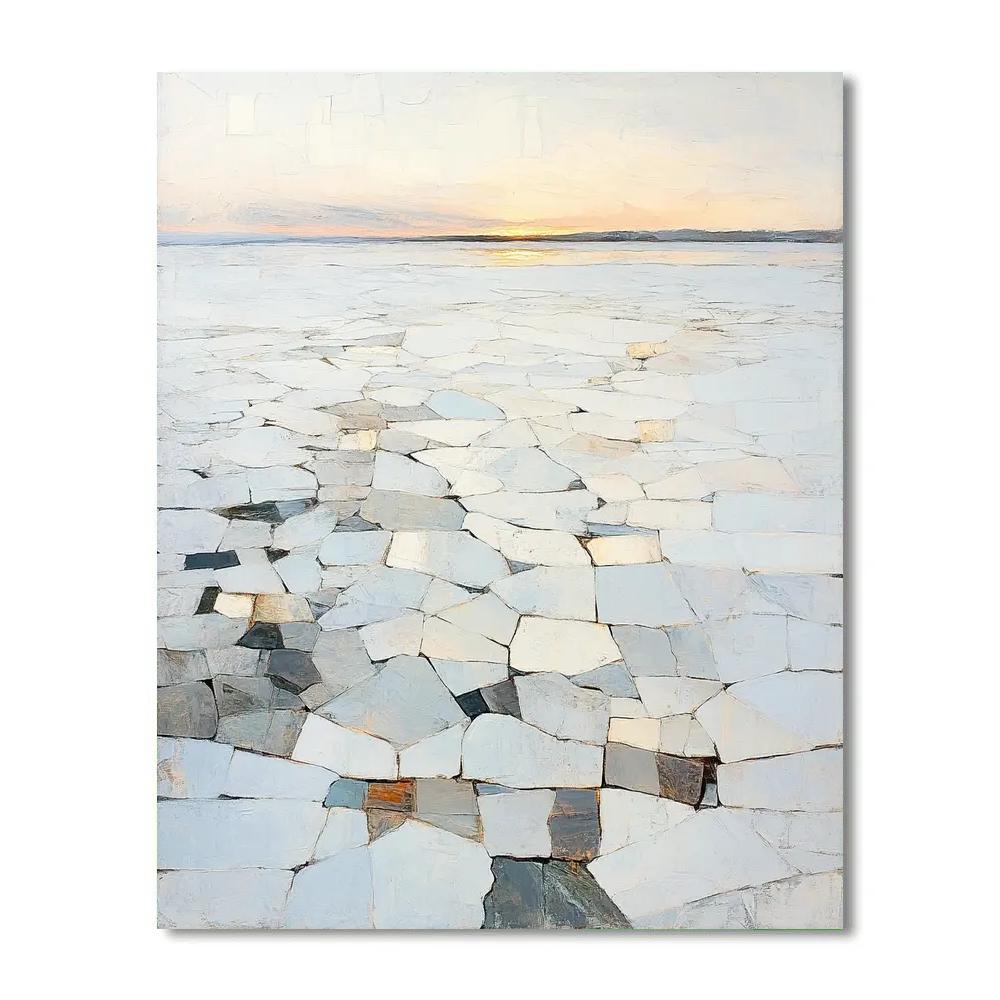 Jean-Paul Riopelle Inspired Mosaic Dawn Over Frozen Lake Paint by numbers art