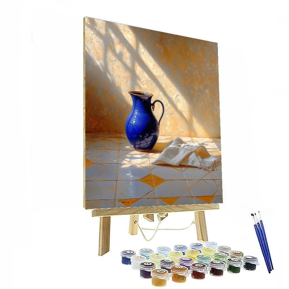 Johannes Vermeer Inspired Still Life With Blue Jug And Tiled Surface Number painting