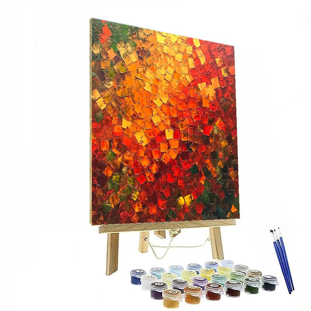 Jean-Paul Riopelle Inspired Vibrant Mosaic Autumn Thicket paint by color