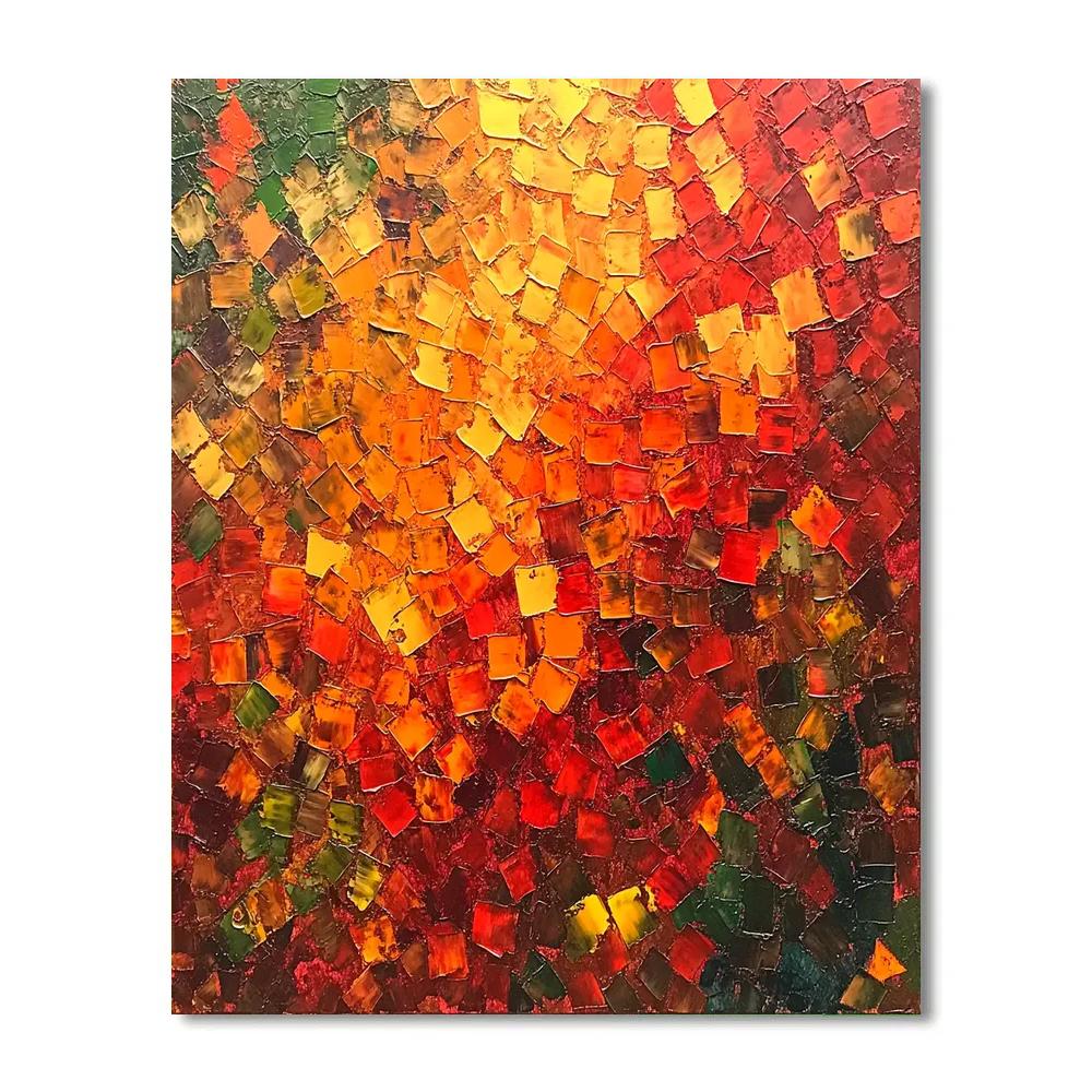 Jean-Paul Riopelle Inspired Vibrant Mosaic Autumn Thicket paint by color