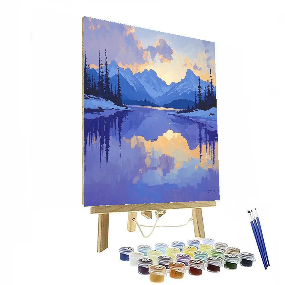 Lawren Harris Inspired Northern Lake Serenity DIY paint by numbers