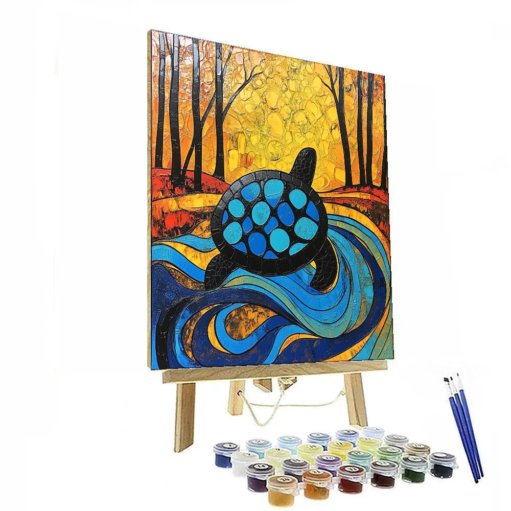 Norval Morrisseau Inspired Turtle Of The Flowing River Spirit Numbered painting kits