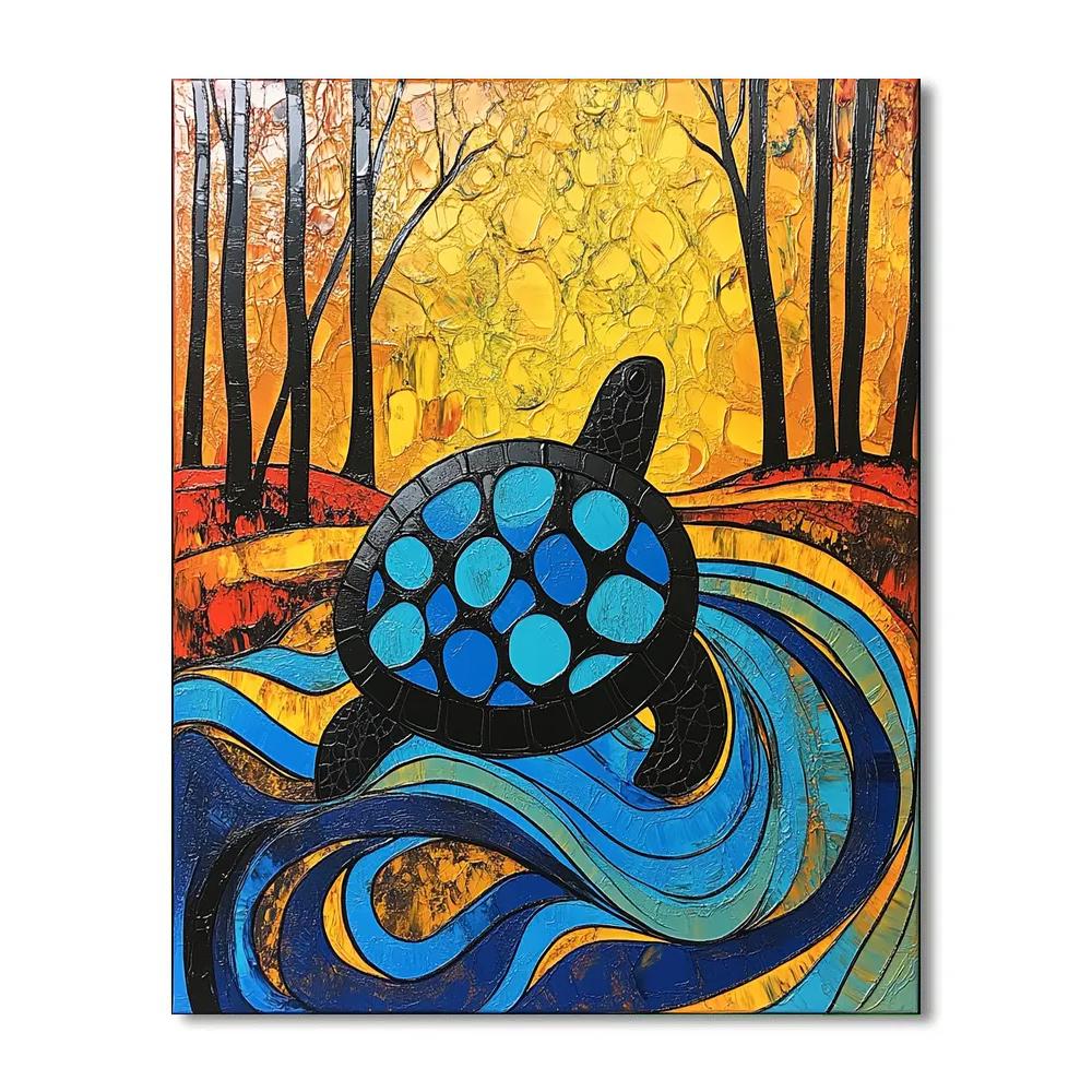 Norval Morrisseau Inspired Turtle Of The Flowing River Spirit Numbered painting kits