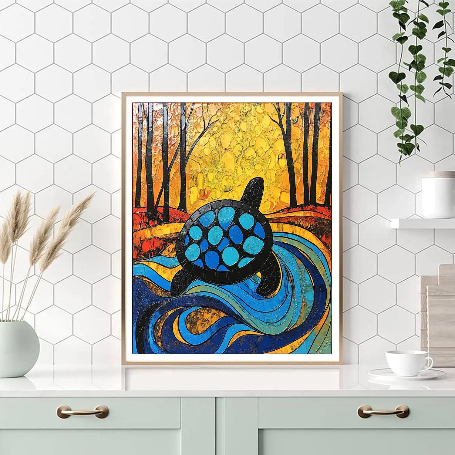 Norval Morrisseau Inspired Turtle Of The Flowing River Spirit Numbered painting kits