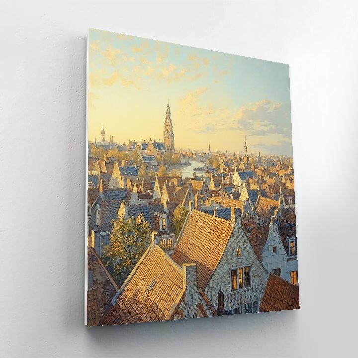 Johannes Vermeer Inspired Golden Afternoon Over Delft Rooftops Paint by numbers kits