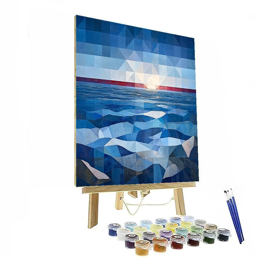 Pablo Picasso Inspired Cubist Seascape In Angular Planes paint by numbers