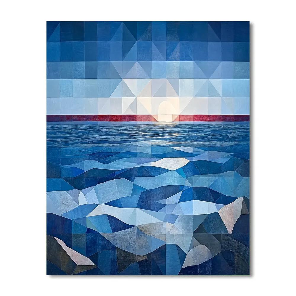Pablo Picasso Inspired Cubist Seascape In Angular Planes paint by numbers