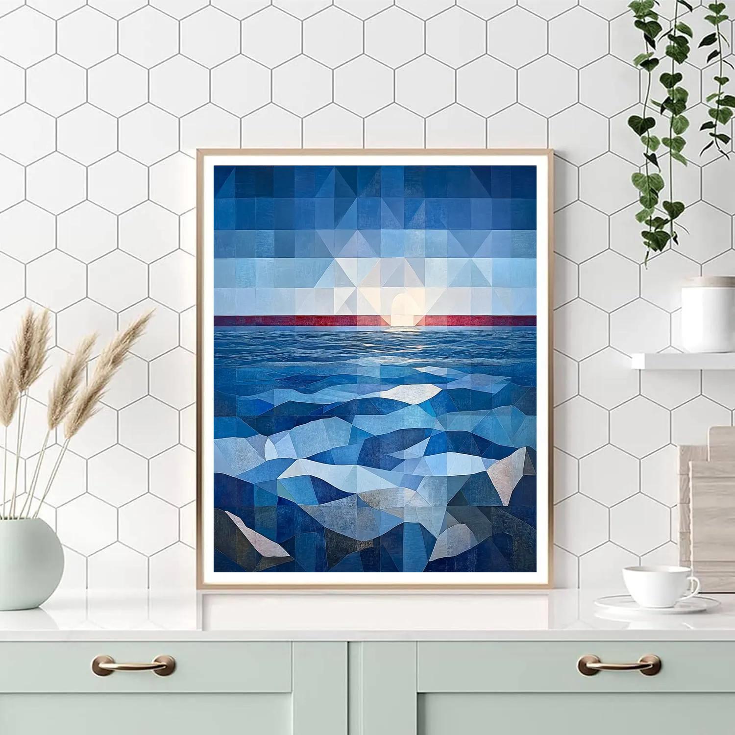 Pablo Picasso Inspired Cubist Seascape In Angular Planes paint by numbers