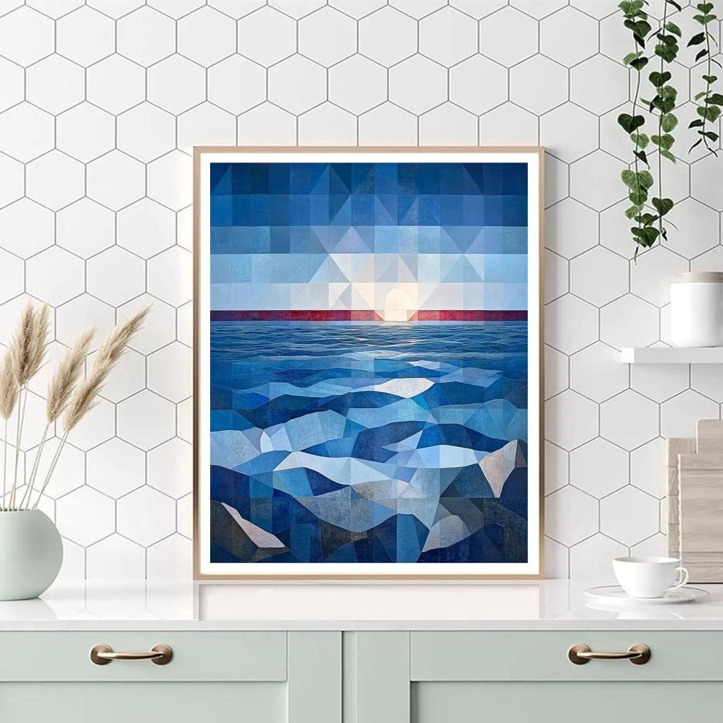 Pablo Picasso Inspired Cubist Seascape In Angular Planes paint by numbers