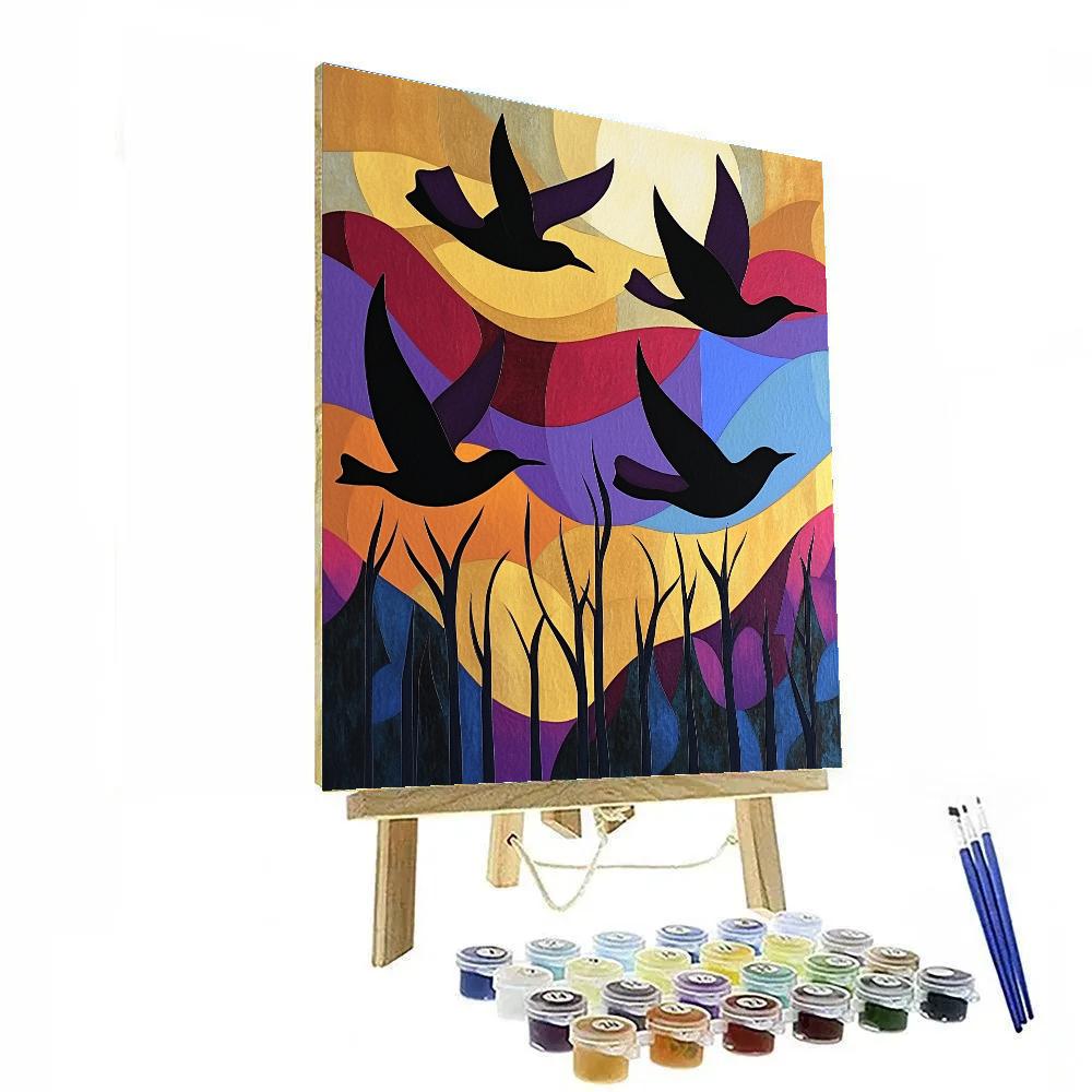 Norval Morrisseau Inspired Birds Of The Northern Sky Dance paint by color