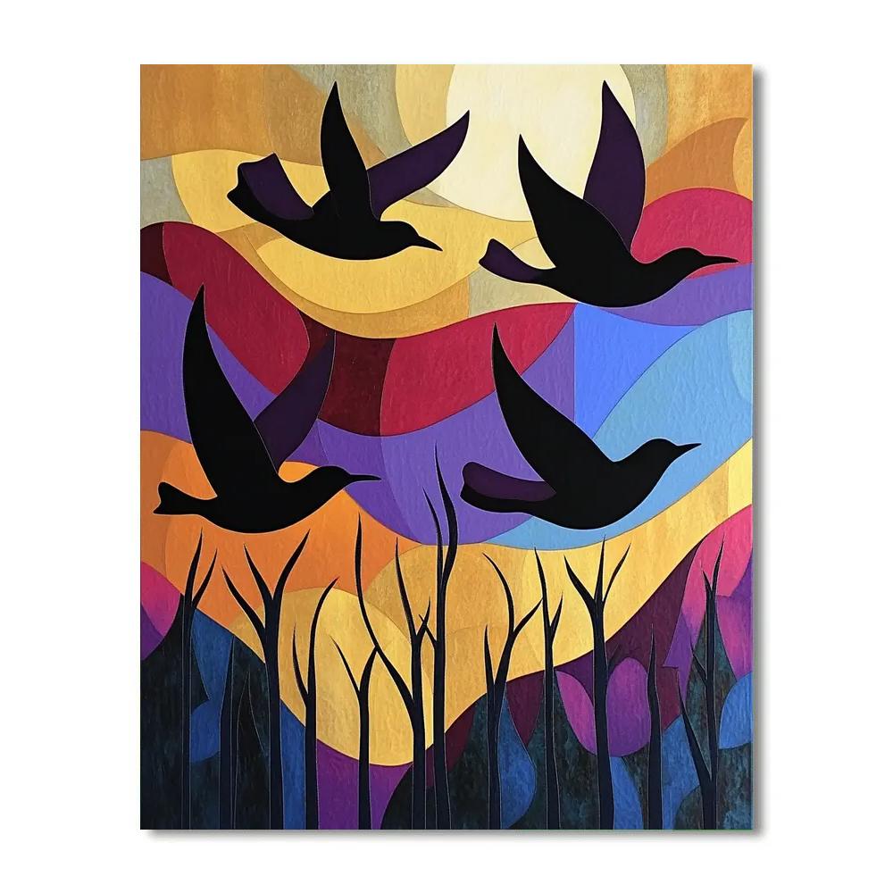 Norval Morrisseau Inspired Birds Of The Northern Sky Dance paint by color