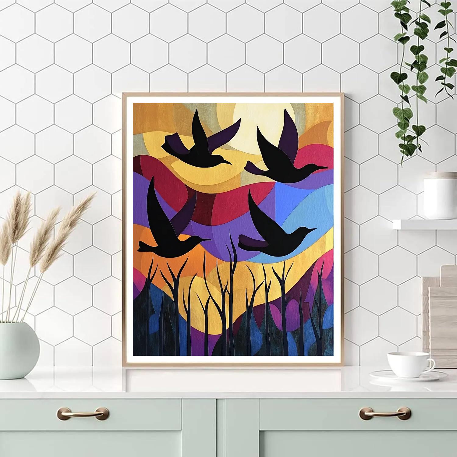 Norval Morrisseau Inspired Birds Of The Northern Sky Dance paint by color