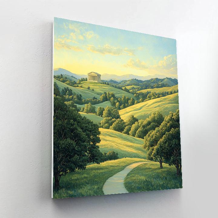 Raphael Inspired Idealized Horizon With Rolling Hills And Temple Paint by numbers kits