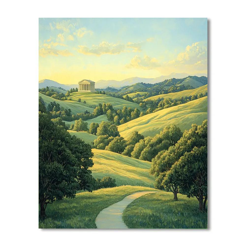 Raphael Inspired Idealized Horizon With Rolling Hills And Temple Paint by numbers kits