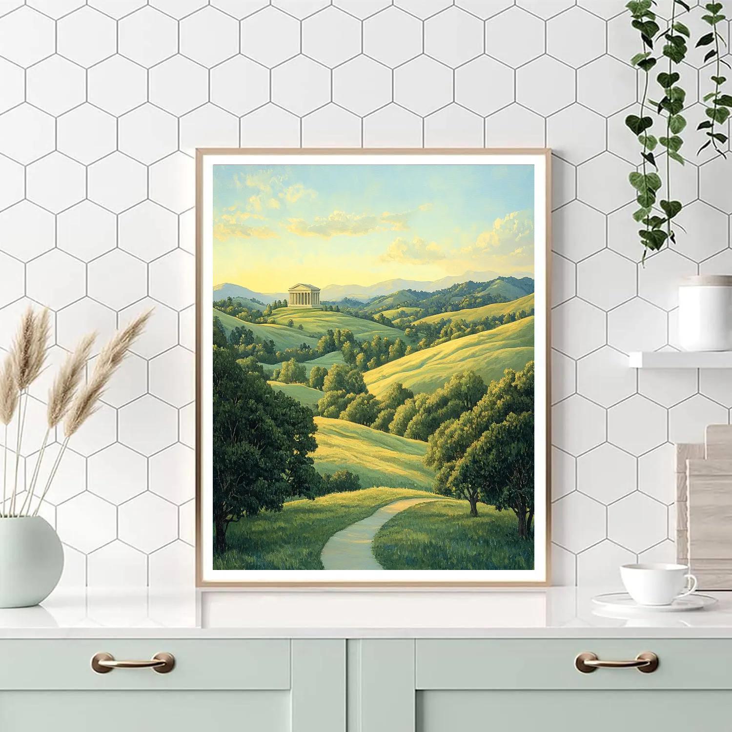 Raphael Inspired Idealized Horizon With Rolling Hills And Temple Paint by numbers kits