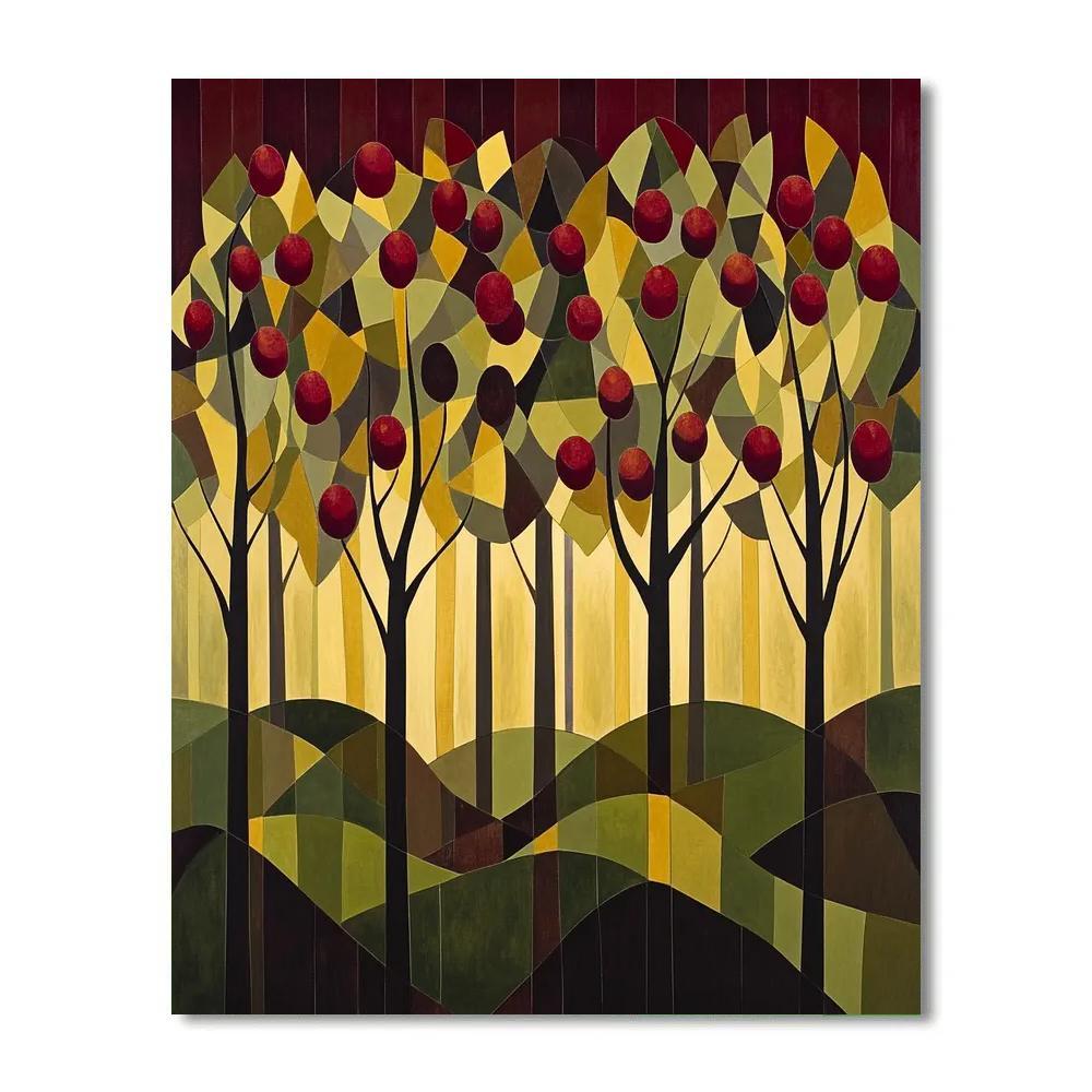 Pablo Picasso Inspired Geometric Orchard Abstraction paint by numbers