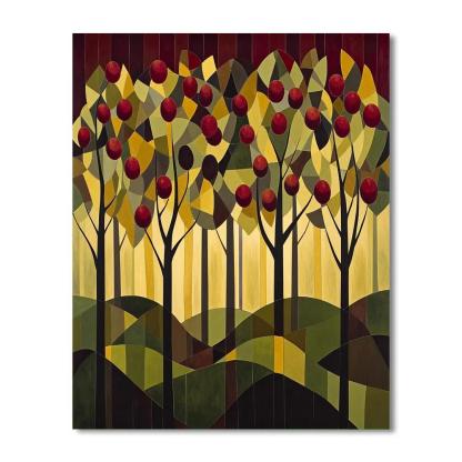 Pablo Picasso Inspired Geometric Orchard Abstraction paint by numbers
