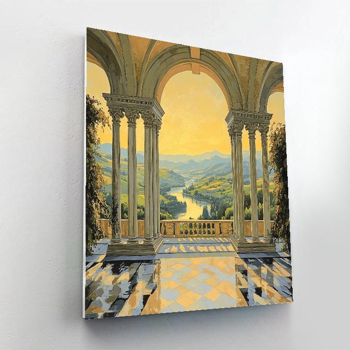 Raphael Inspired Symmetrical Piazza Overlooking Luminous Valley DIY paint by numbers