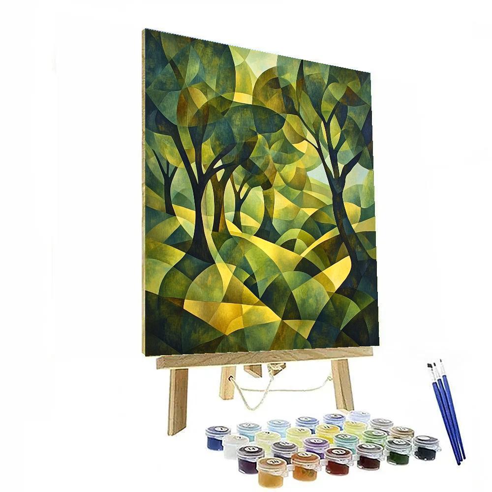 Pablo Picasso Inspired Angular Olive Grove Abstraction DIY paint by numbers
