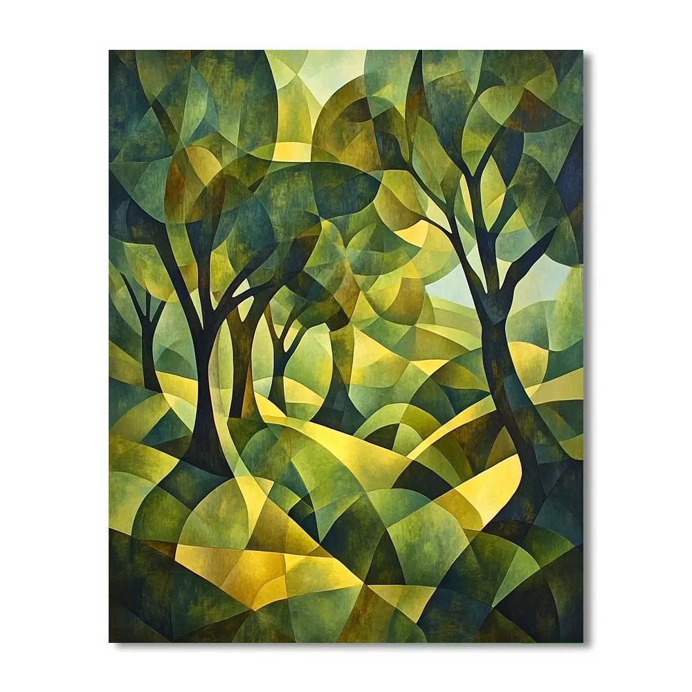 Pablo Picasso Inspired Angular Olive Grove Abstraction DIY paint by numbers