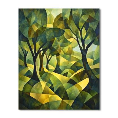 Pablo Picasso Inspired Angular Olive Grove Abstraction DIY paint by numbers