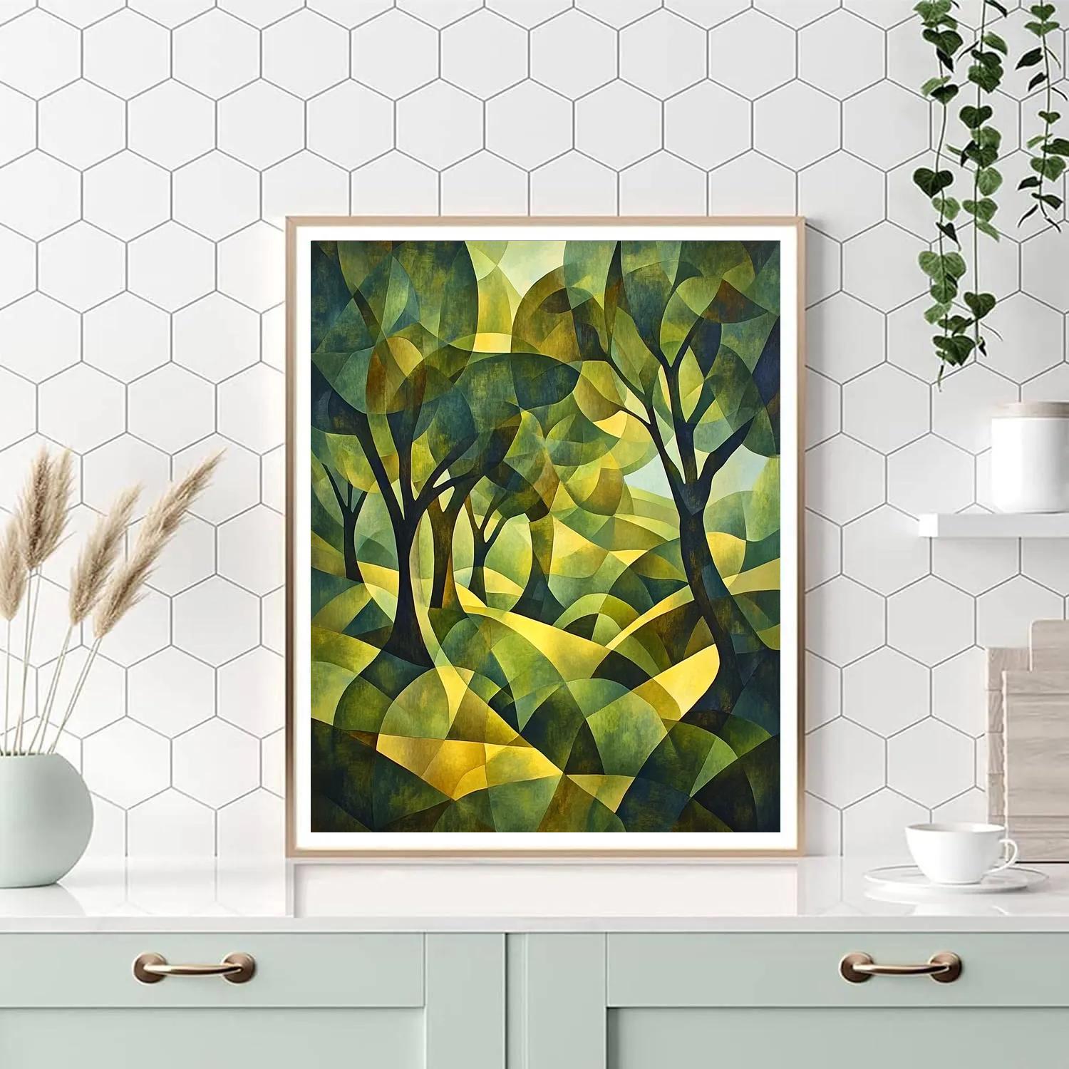 Pablo Picasso Inspired Angular Olive Grove Abstraction DIY paint by numbers