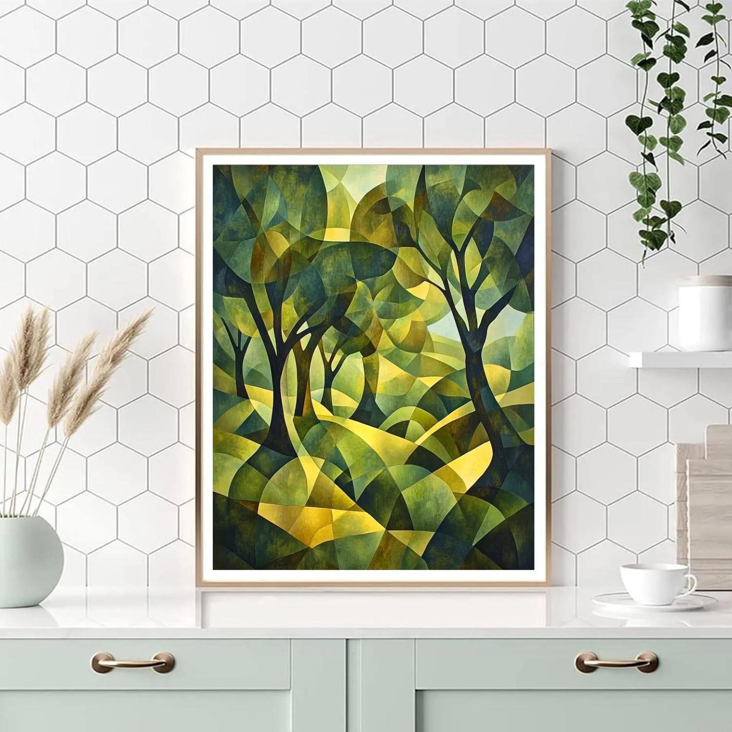 Pablo Picasso Inspired Angular Olive Grove Abstraction DIY paint by numbers