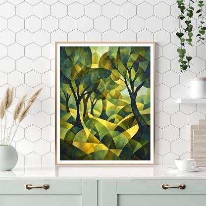 Pablo Picasso Inspired Angular Olive Grove Abstraction DIY paint by numbers