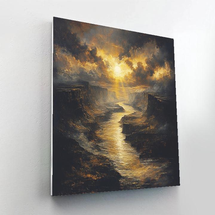 Rembrandt Inspired River Gorge With Golden Shafts paint by color