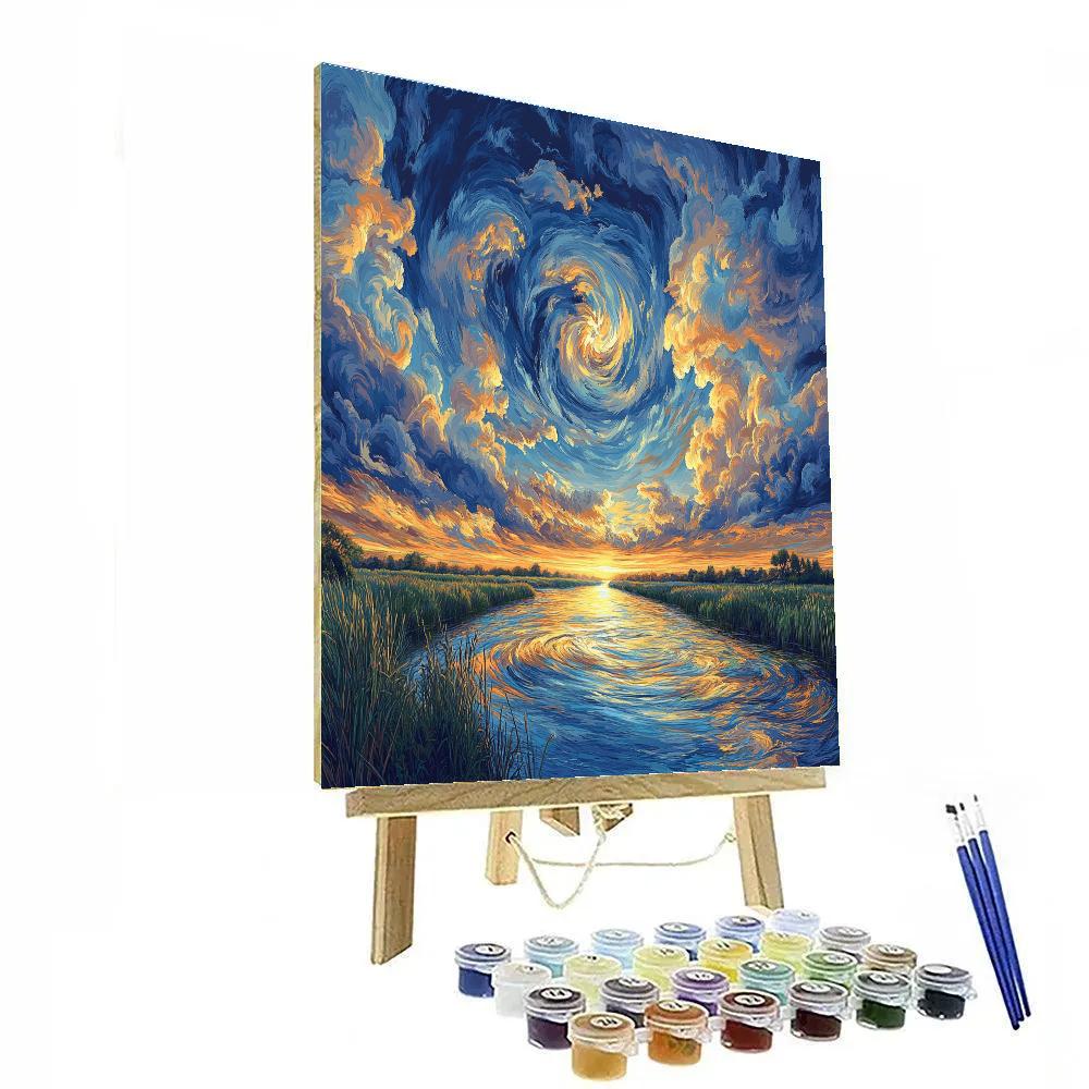 Rembrandt Inspired Twilight Over Serene River Numbered painting kits