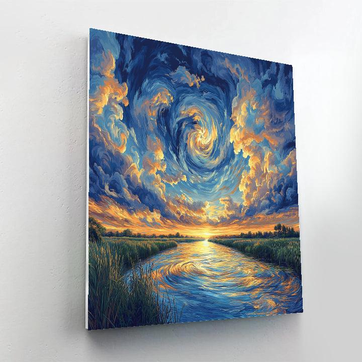 Rembrandt Inspired Twilight Over Serene River Numbered painting kits