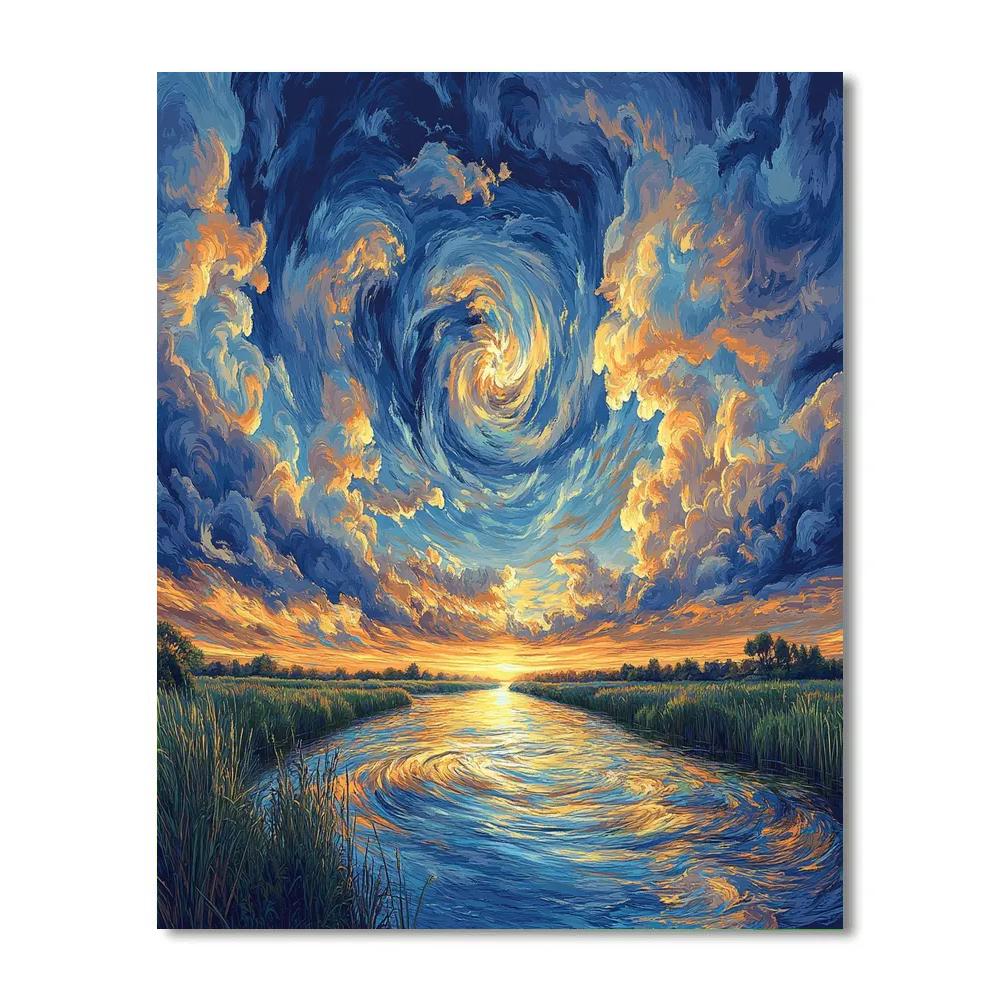 Rembrandt Inspired Twilight Over Serene River Numbered painting kits