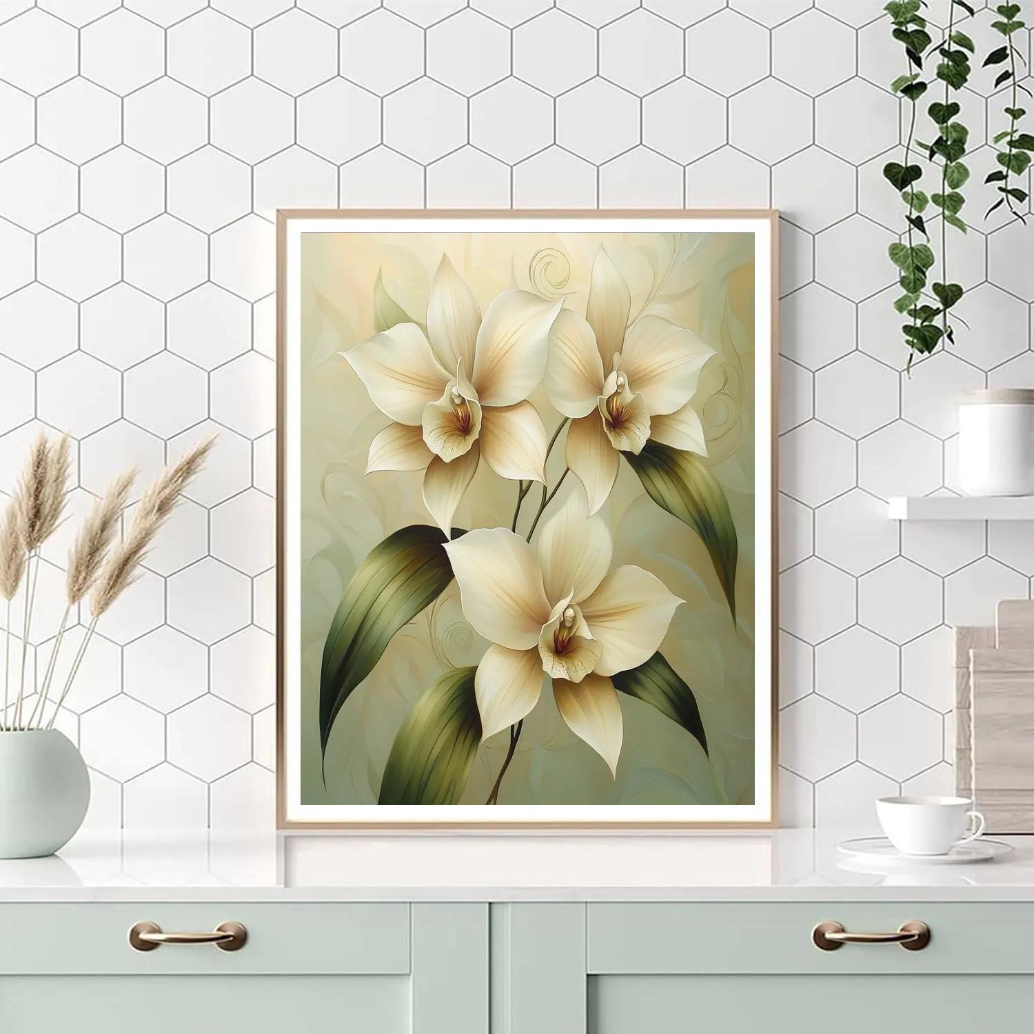 Leonardo Da Vinci Inspired Orchid Anatomy Number painting